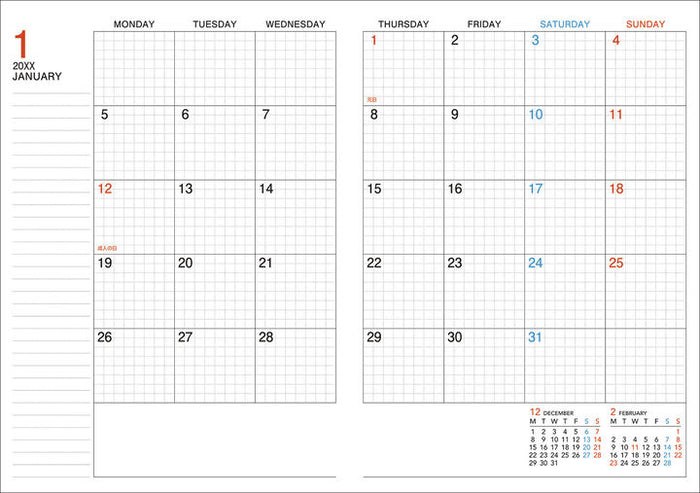 Kokuyo Campus 2027 Monthly Grid Diary - A5