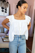 Laurent Flutter Top - Swiss Dot White Organic