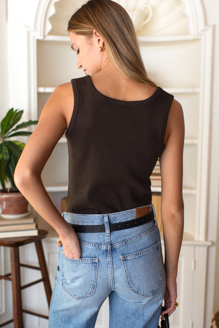 Layering Tank 2 - Deep Brown Rib
