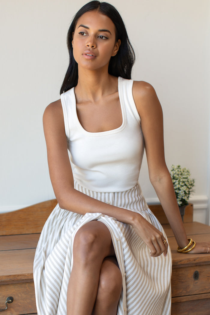Layering Tank 2 - Ivory Rib Organic