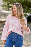 Lennon Blush and Ivory Striped Knit Sweater
