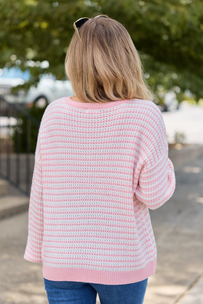 Lennon Blush and Ivory Striped Knit Sweater