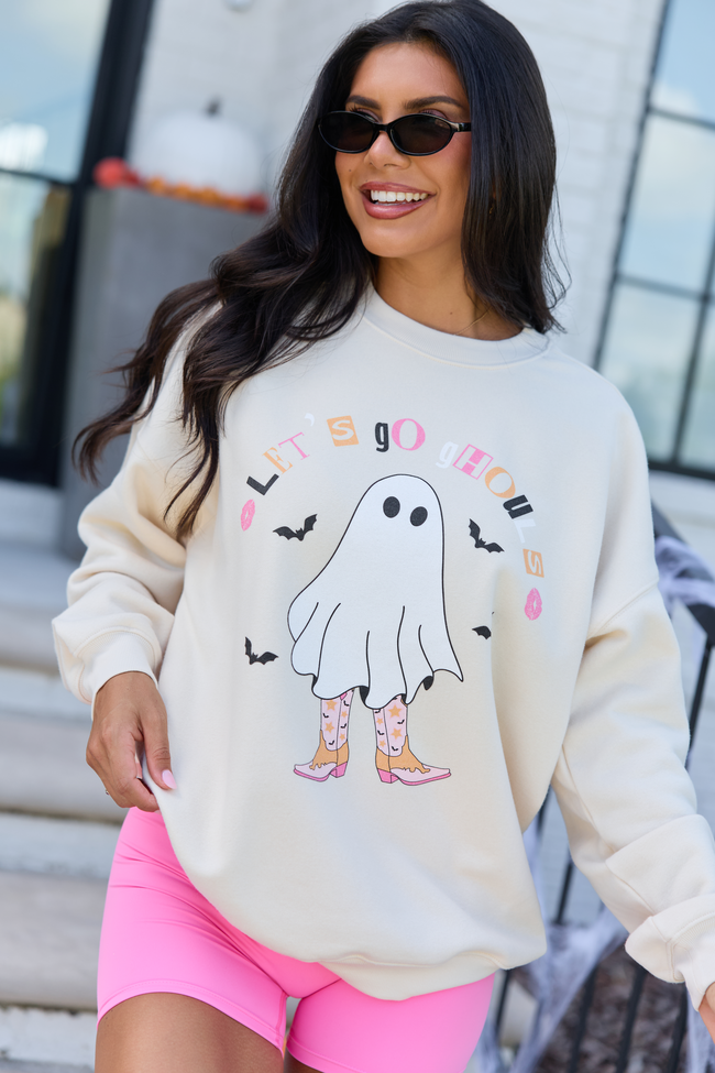 Let's Go Ghouls Cream Graphic Sweatshirt