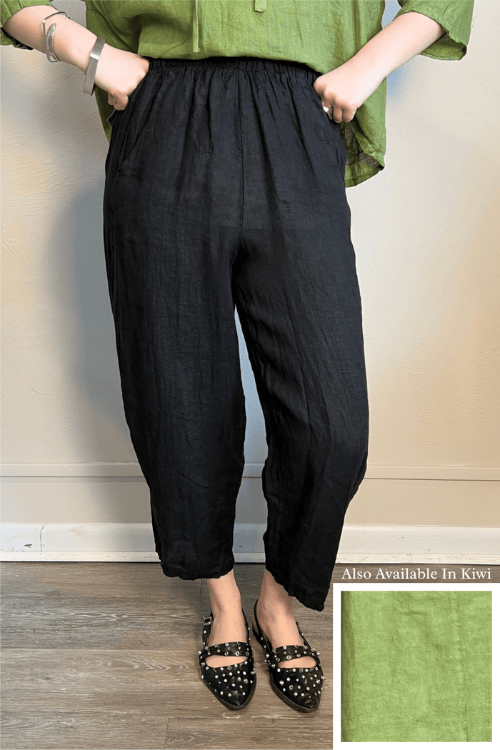 Linen Baggy Crop Pant
