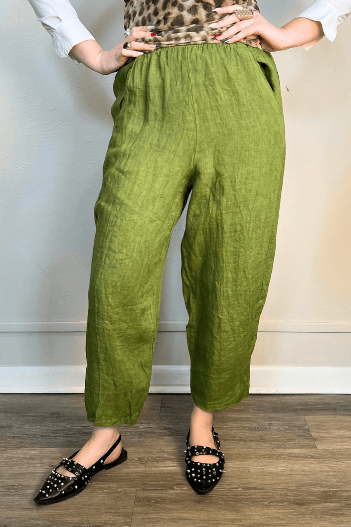 Linen Baggy Crop Pant