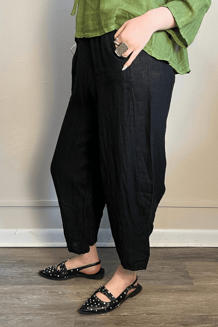Linen Baggy Crop Pant