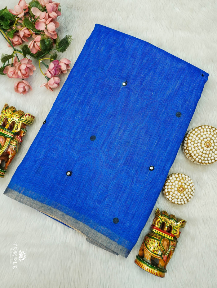 Linen Cotton Saree With Mirror Work | TTDS3108
