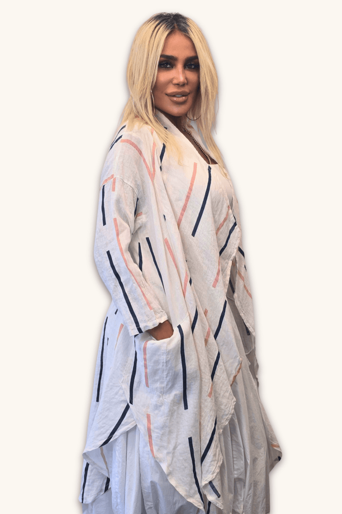 Linen Stripe Throw Jacket