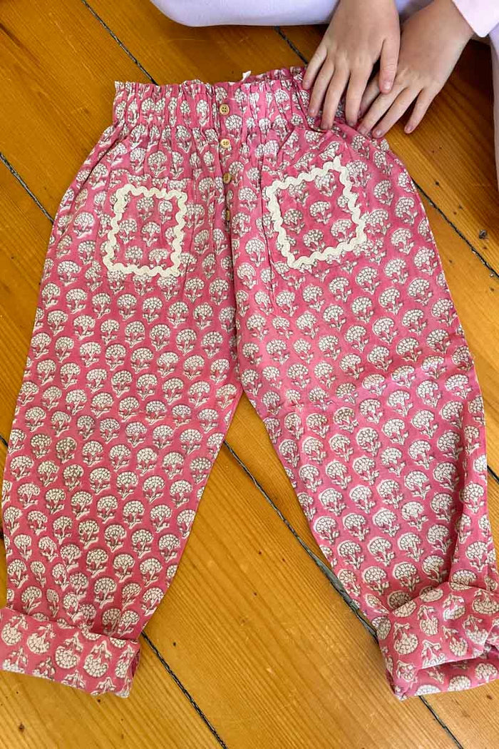 Little Fry Sunshine Pant - Crescent Flower Bon Pink Organic