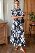 Lucy 4 Basque Dress - Black + Ivory Orchid Organic