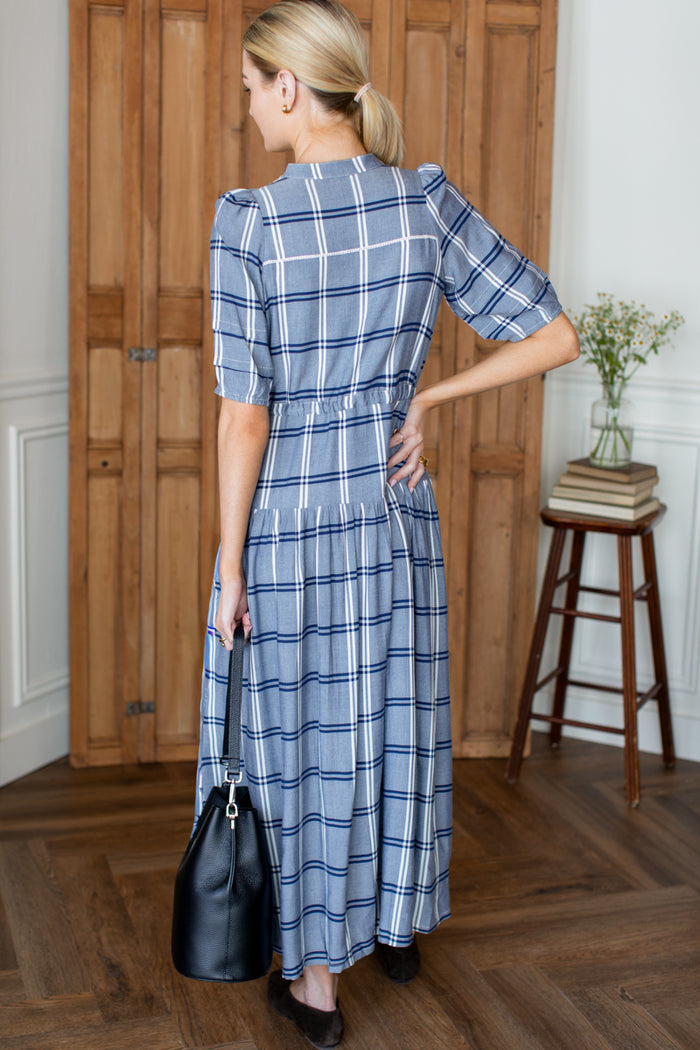 Lucy 4 Basque Dress - Skye Plaid