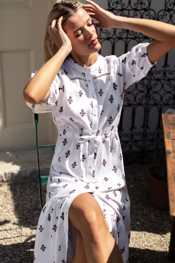 Lucy 4 Short Sleeve Dress - Daughters 2 Blackberry Wine Linen