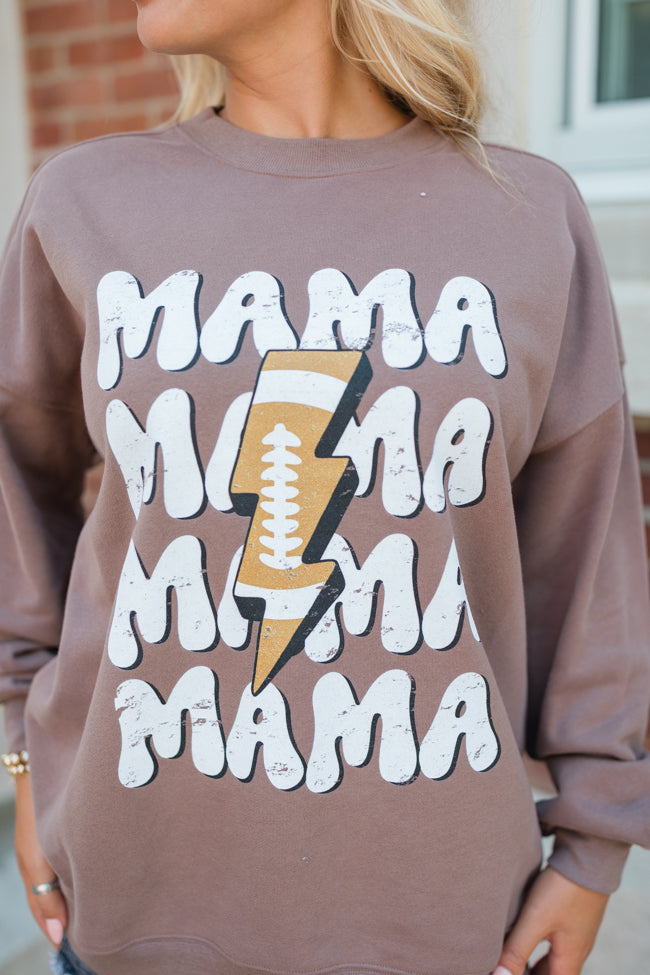 Mama Football Repeat Mocha Graphic Sweatshirt