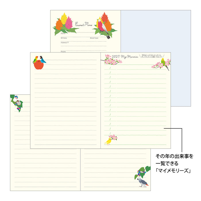 Midori A6 Pocket Diary - Bird