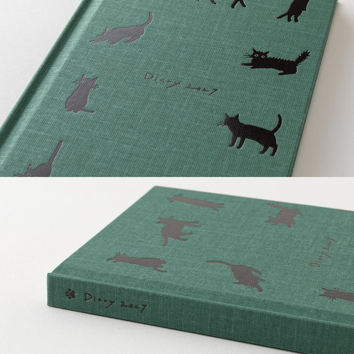 Midori B6 Book Style Diary - Cat Green