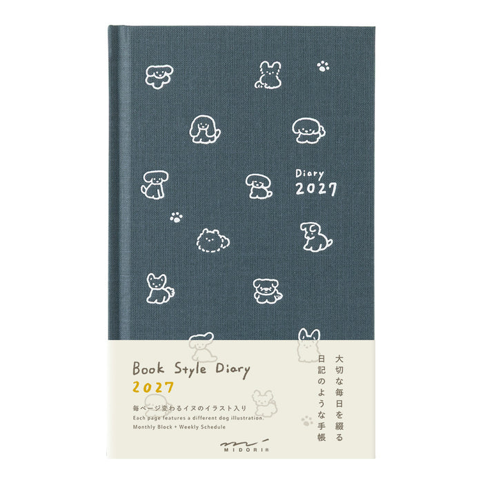 Midori B6 Book Style Diary - Dog Navy