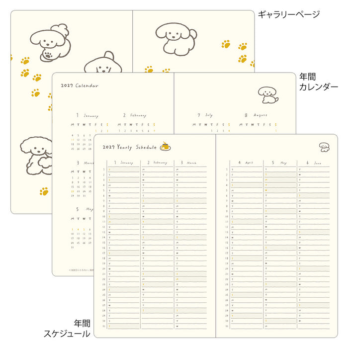 Midori B6 Book Style Diary - Dog Yellow