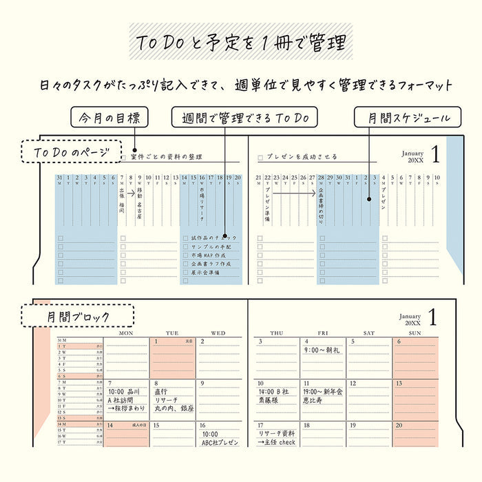 Midori B6 Double Schedule - To Do - Green