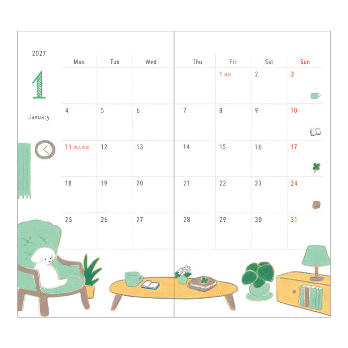 Midori Slim Pocket Diary - Dog