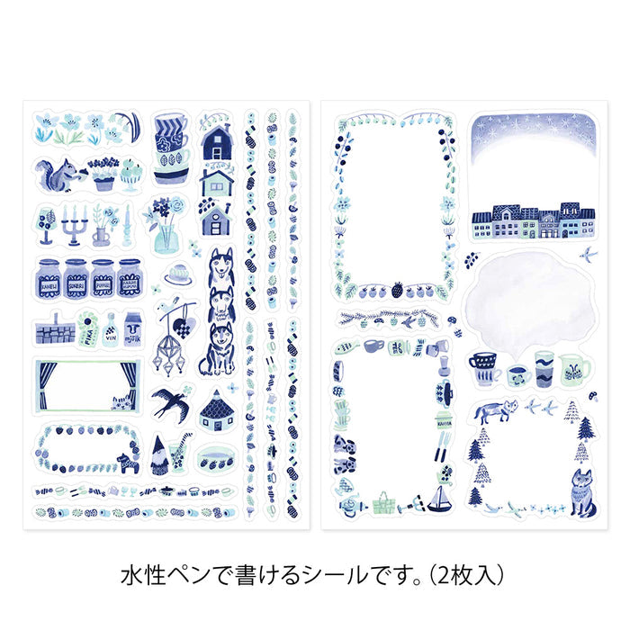 Atlas Stationers - Midori Yuru Log Sticker 2 Sheets - Blue Nordic - Stickers - Image 2