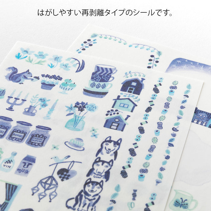 Atlas Stationers - Midori Yuru Log Sticker 2 Sheets - Blue Nordic - Stickers - Image 3