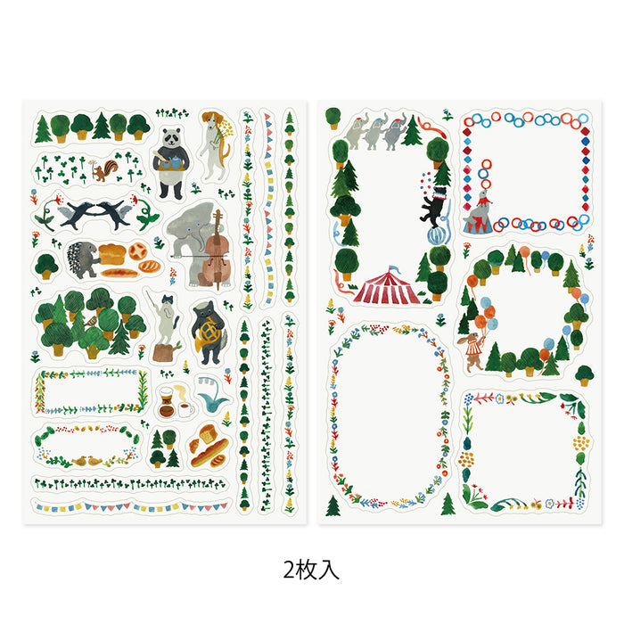 Atlas Stationers - Midori Yuru Log Sticker 2 Sheets - Forest Animal - Stickers - Image 2