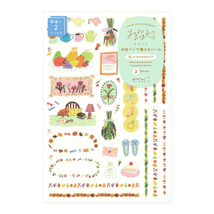 Atlas Stationers - Midori Yuru Log Sticker 2 Sheets - My Life - Stickers