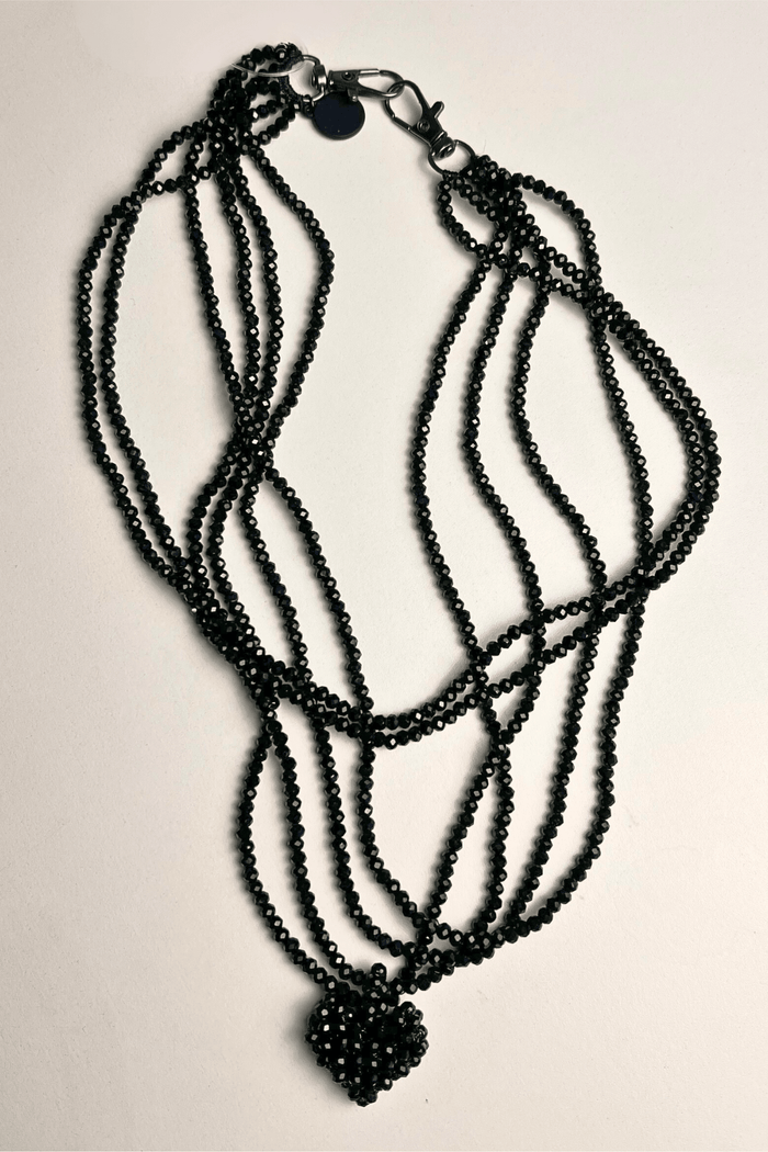Mini Heart Chain Necklace - Black