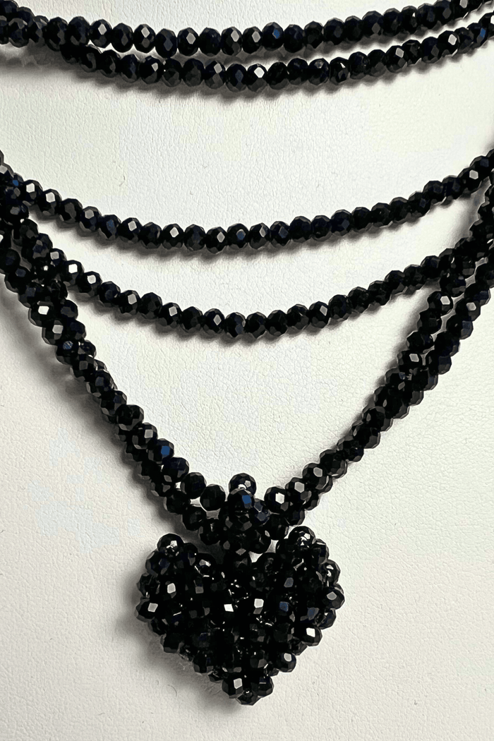 Mini Heart Chain Necklace - Black