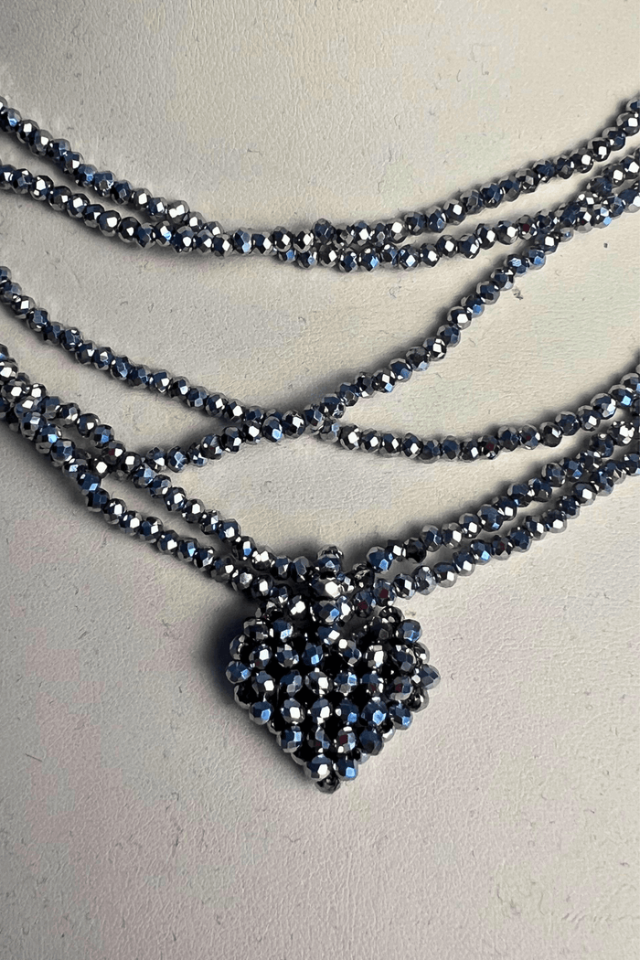 Mini Heart Chain Necklace - Silver