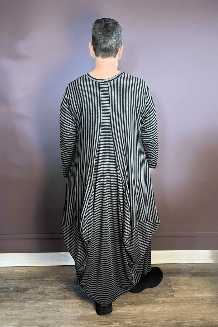 Mixed Stripe Balloon Dress