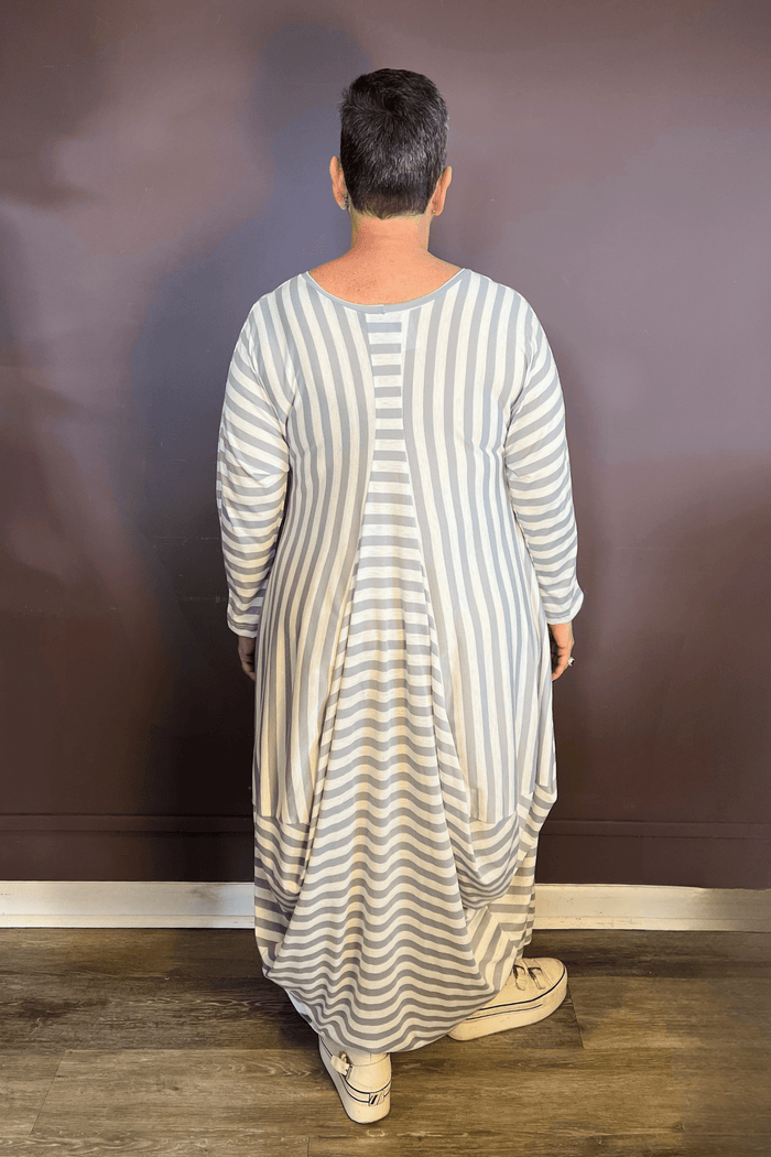 Mixed Stripe Balloon Dress