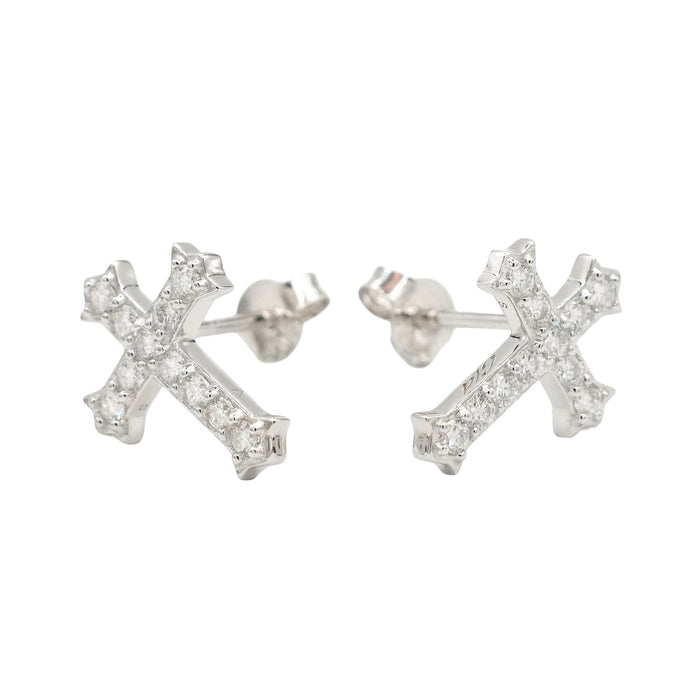 Moissanite Micro Cross Stud Earring in Sterling Silver