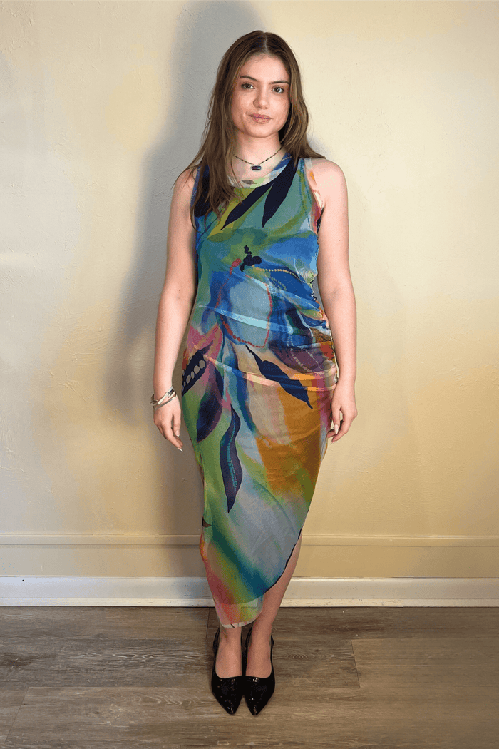 Morgan Ruched Crew Neck Dress
