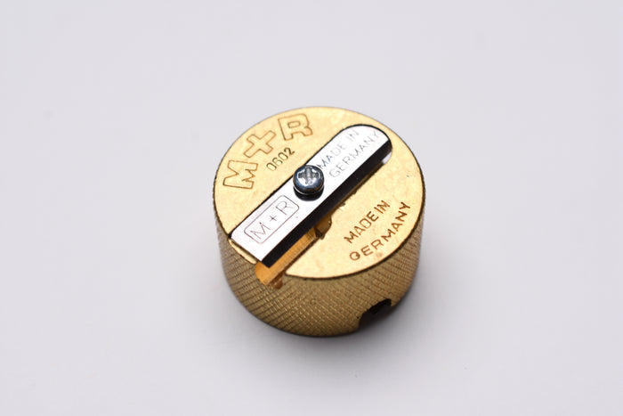 M+R Brass Round Double Hole Sharpener