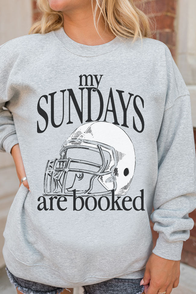 My Sundays Are Booked Neutral Light Grey Graphic Sweatshirt