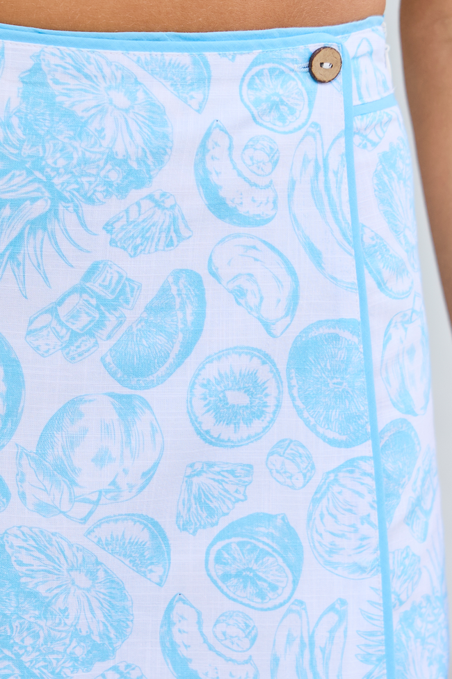 Not So Simple Blue Fruit Print Skort FINAL SALE