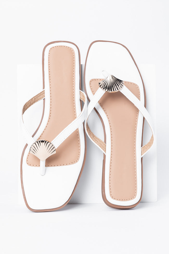 Olivia White Flip Flops FINAL SALE