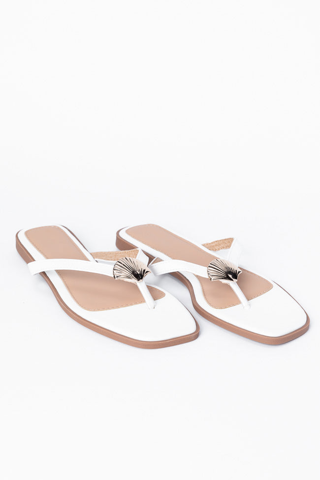 Olivia White Flip Flops FINAL SALE