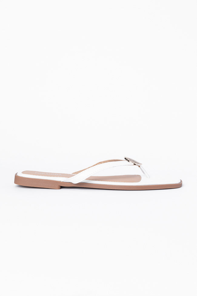 Olivia White Flip Flops FINAL SALE