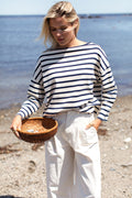 Organic Boxy Top 01 - Navy Stripe