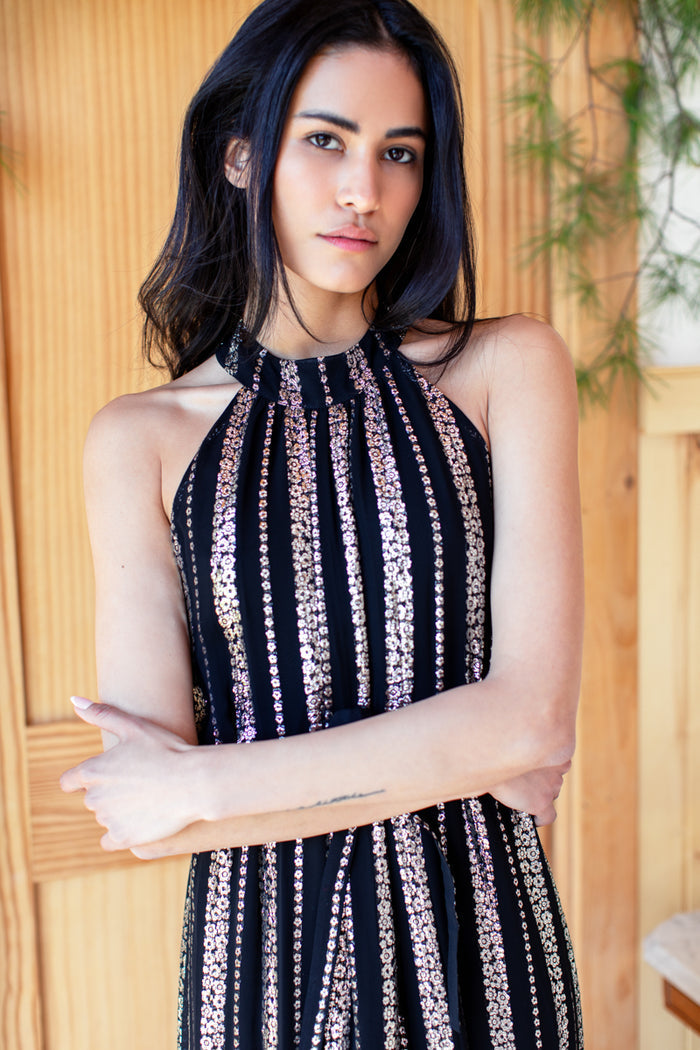 Pandora Maxi Dress - Black Lurex