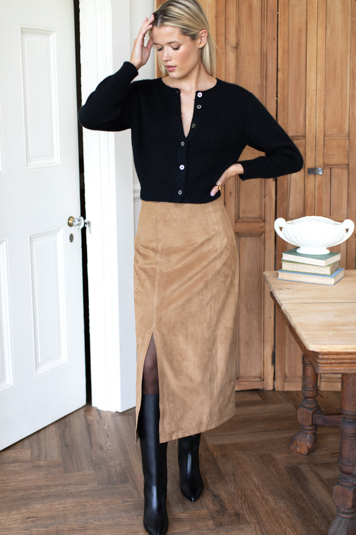 Pencil Skirt - Camel Suede