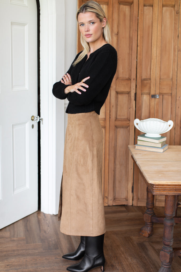 Pencil Skirt - Camel Suede