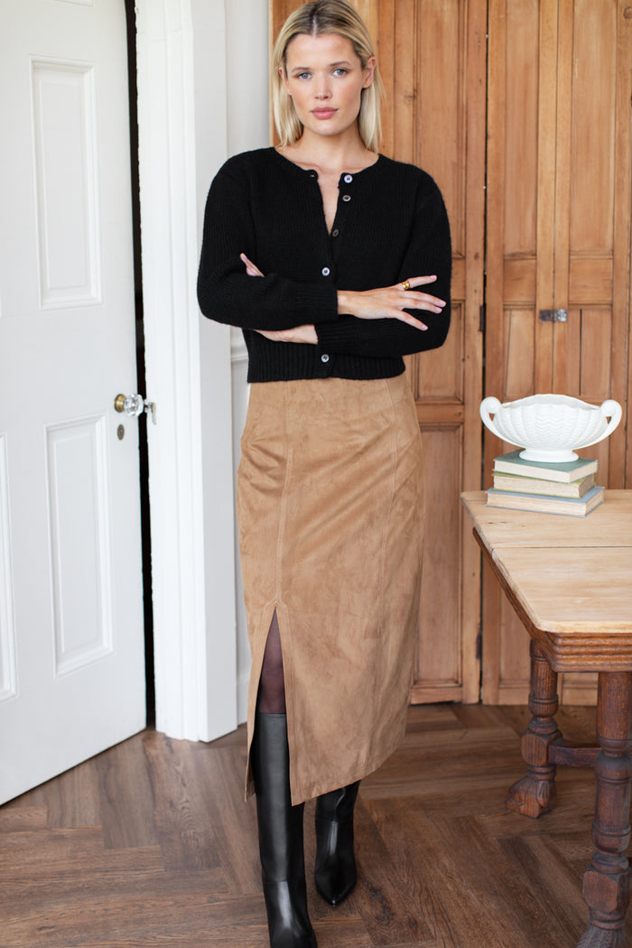 Pencil Skirt - Camel Suede