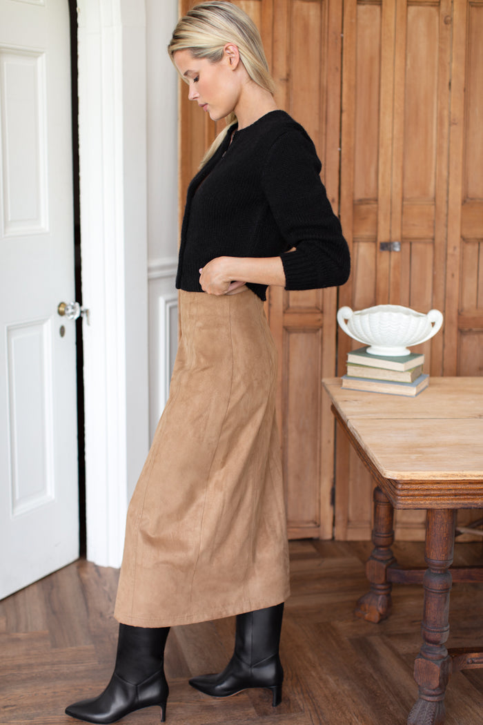 Pencil Skirt - Camel Suede