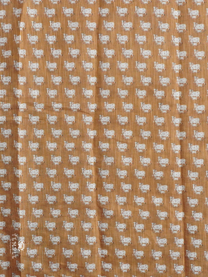 Pichwai Printed Linen Cotton Saree | TTDS3050