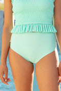 Pier Pressure Mint Blue Solid High Waisted Bikini Bottom FINAL SALE