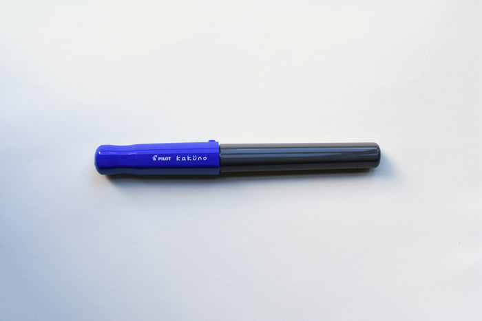 Pilot Kakuno Fountain Pen - Gray Barrel/Blue Cap - Medium Nib