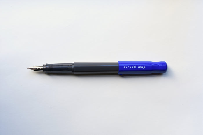 Pilot Kakuno Fountain Pen - Gray Barrel/Blue Cap - Medium Nib